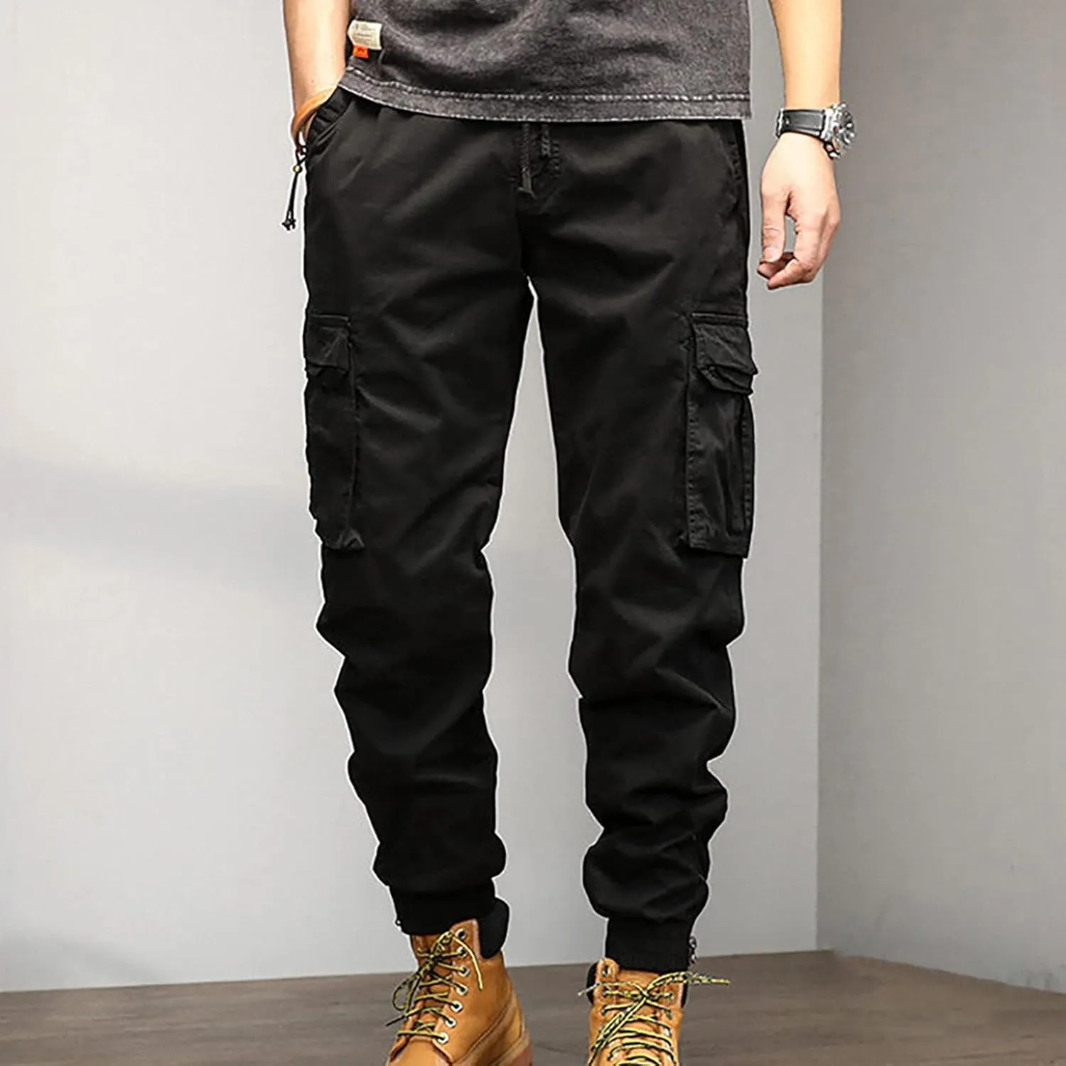Men's Zipper Fly Flare Leg Pants Pantalones Blancos para Hombre Athletic Work Pants for Men Cotton Cargo Sweatpants