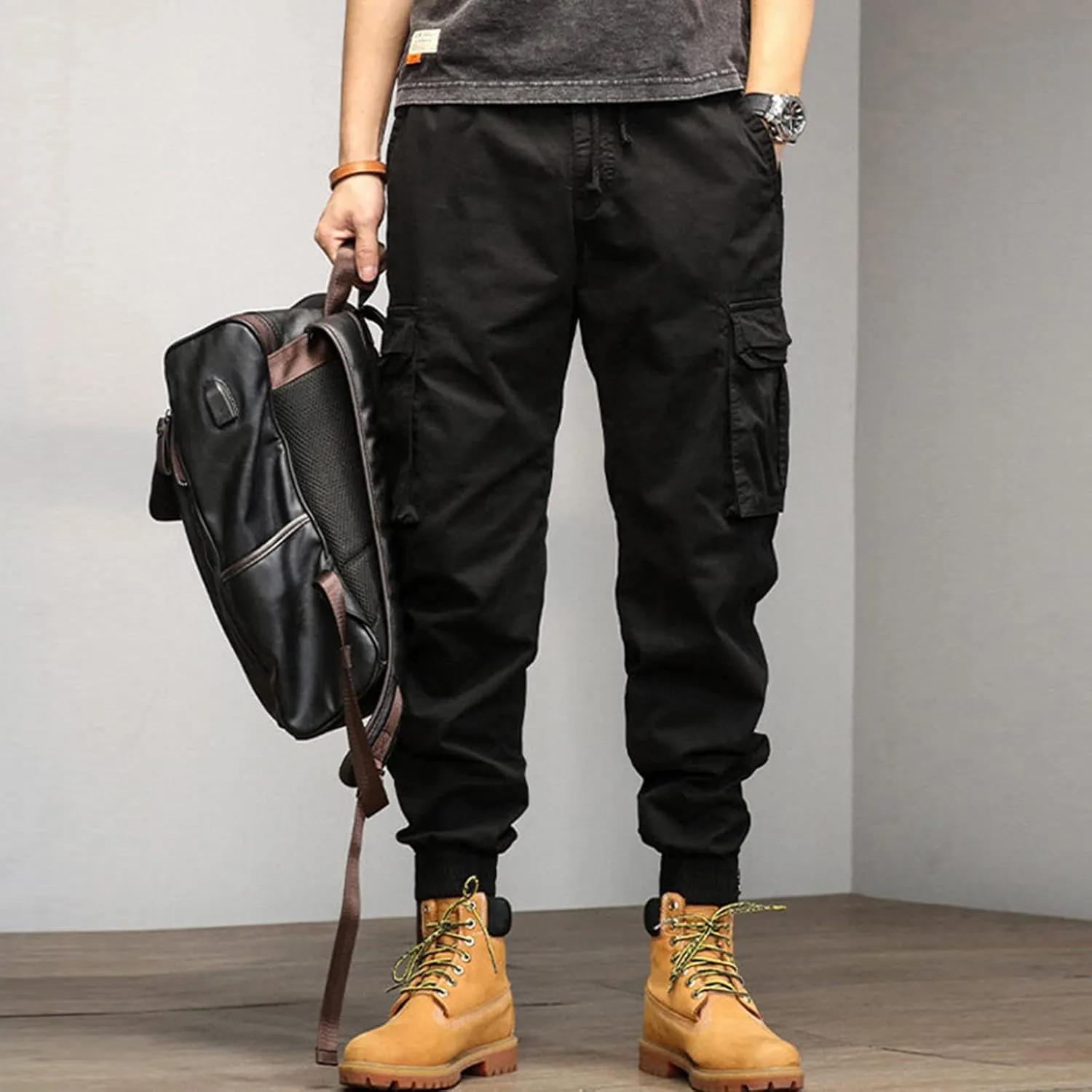 Men's Zipper Fly Flare Leg Pants Pantalones Blancos para Hombre Athletic Work Pants for Men Cotton Cargo Sweatpants