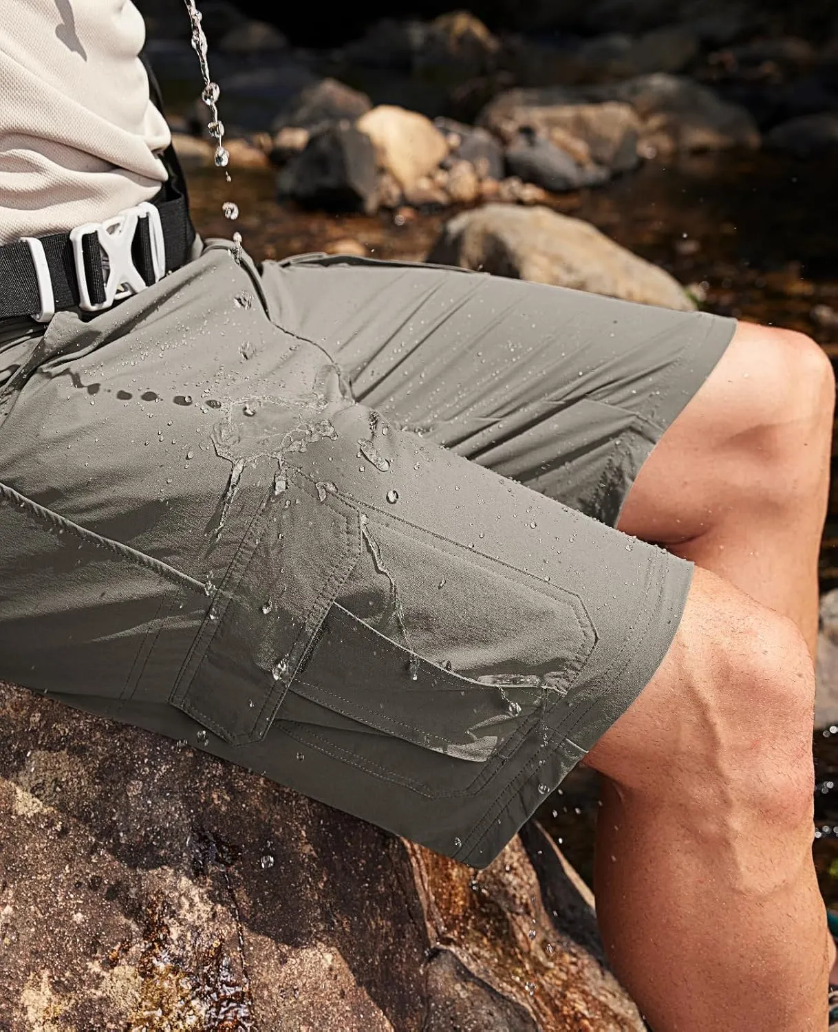 Moosehill Men's Hiking Cargo Shorts Quick Dry Work Shorts for Men Casual Tactical with 7 Pockets Waterproof No Belt