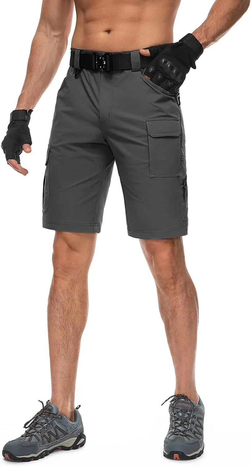 Moosehill Men's Hiking Cargo Shorts Quick Dry Work Shorts for Men Casual Tactical with 7 Pockets Waterproof No Belt