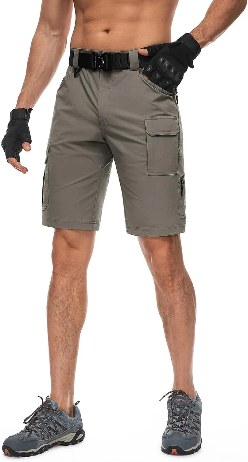 Moosehill Men's Hiking Cargo Shorts Quick Dry Work Shorts for Men Casual Tactical with 7 Pockets Waterproof No Belt