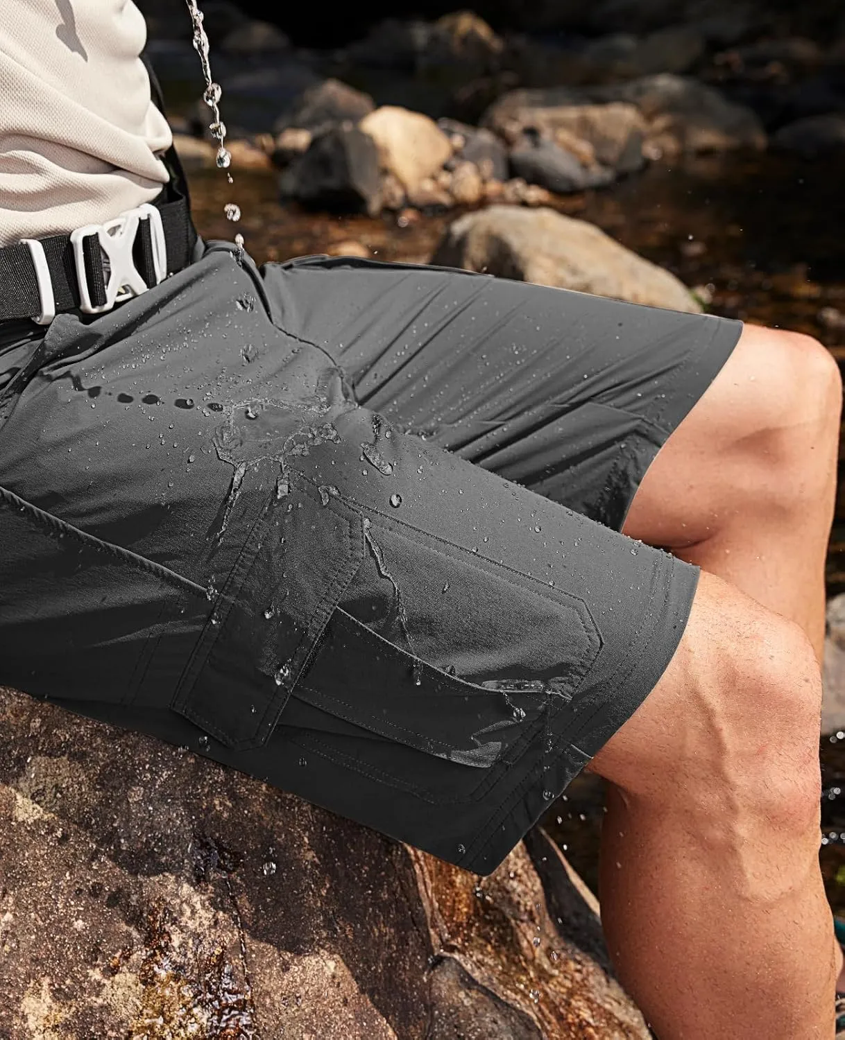 Moosehill Men's Hiking Cargo Shorts Quick Dry Work Shorts for Men Casual Tactical with 7 Pockets Waterproof No Belt