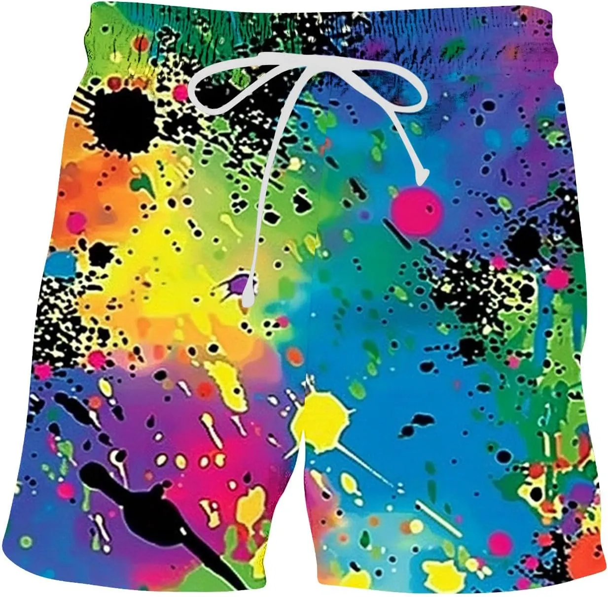 Muscularfit Beach Shorts for Men Fashion Tie Dye Print Shorts Summer Beach Vacation Drawstring Shorts with Pockets