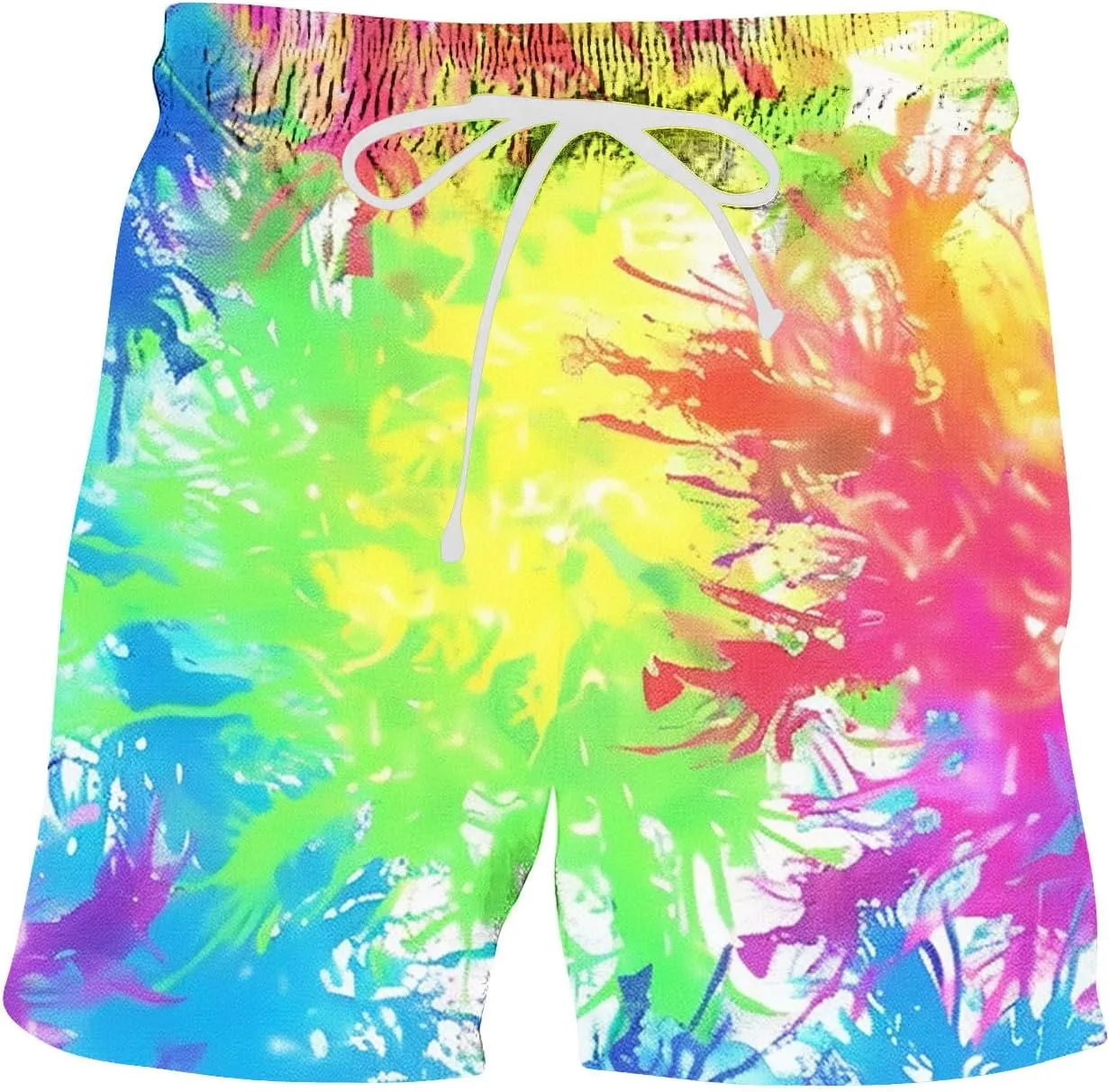 Muscularfit Beach Shorts for Men Fashion Tie Dye Print Shorts Summer Beach Vacation Drawstring Shorts with Pockets