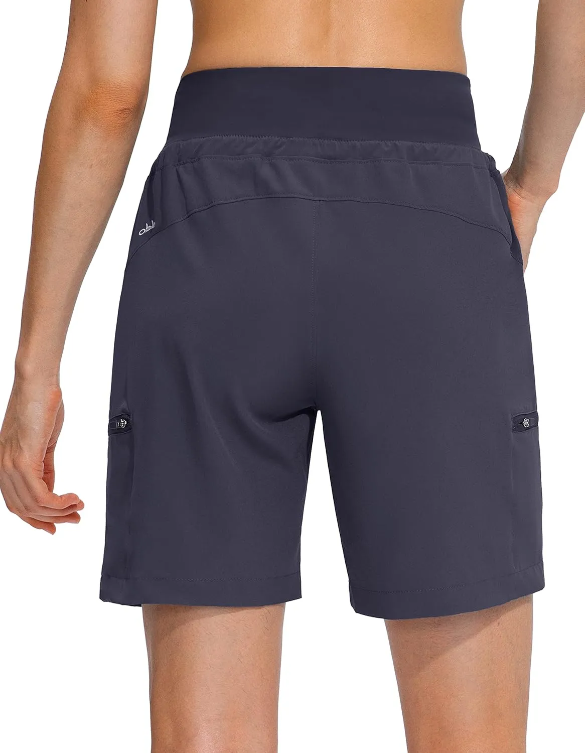 Obla Women's Hiking Cargo Shorts Zipper Pockets Soft High Waisted Quick Dry 7 Inch Long Shorts for Women Golf Athletic Summer