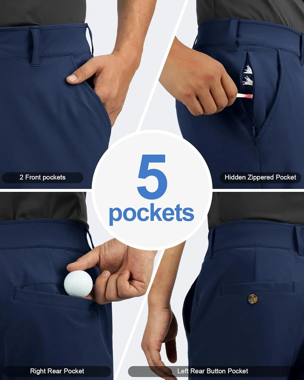 Outdoor Ventures Men's Golf Shorts 11" Inseam Classic-Fit Flat Front Stretch Casual Shorts with Pockets Summer Hiking Travel