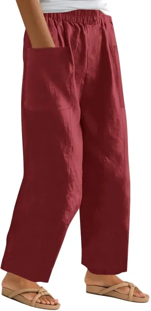 Pants for Women 2024 High Elastic Waist Plus Size Wide Leg Trousers Lounge Pants with Pockets, Small-5X-Large