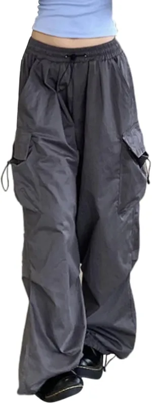 Parachute Pants for Women,Baggy Fit Cargo Pants with Pockets, 3X-Large, Green