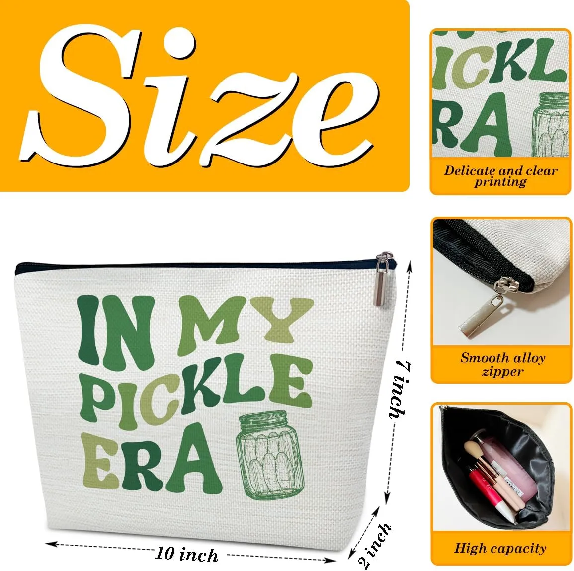 Pickles Gifts Makeup Bag, Women Cosmetic Bag for Purse, Pickles Lover Gifts for Besties Daughter Best Friends Her, In My Pickle Era