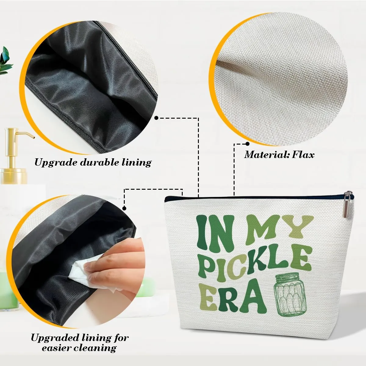 Pickles Gifts Makeup Bag, Women Cosmetic Bag for Purse, Pickles Lover Gifts for Besties Daughter Best Friends Her, In My Pickle Era