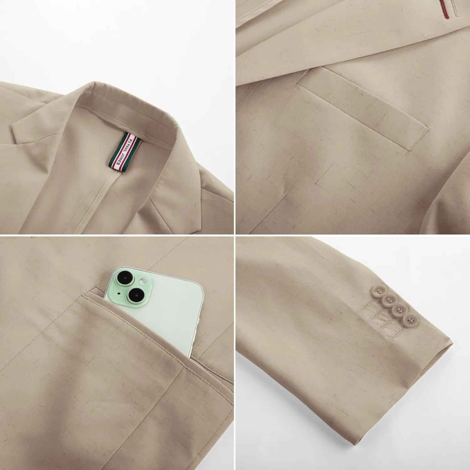PJ PAUL JONES Mens Blazer Casual Linen Sport Coat Two Button Lightweight Suit Blazer Jackets