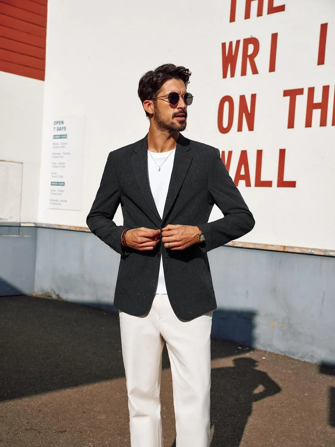 PJ PAUL JONES Mens Blazer Casual Linen Sport Coat Two Button Lightweight Suit Blazer Jackets