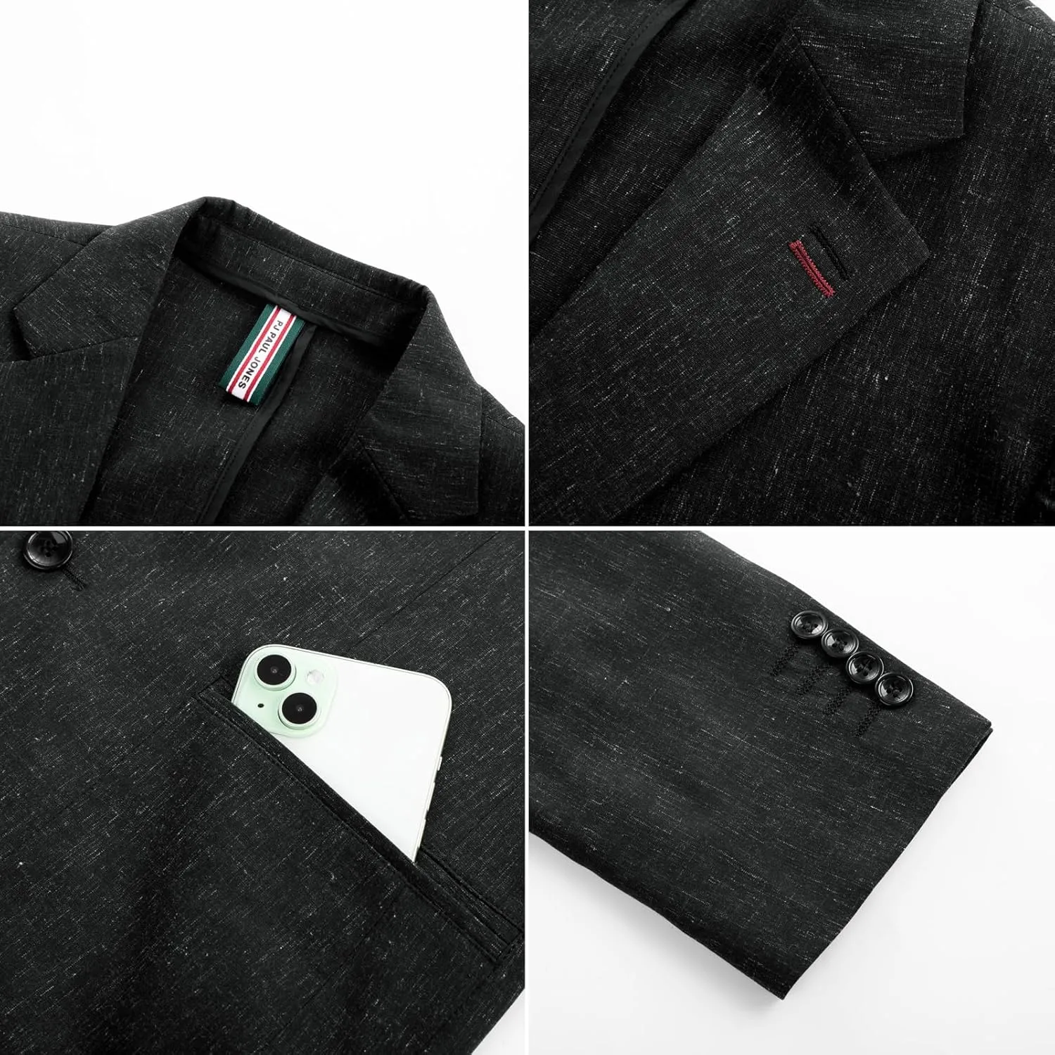 PJ PAUL JONES Mens Blazer Casual Linen Sport Coat Two Button Lightweight Suit Blazer Jackets