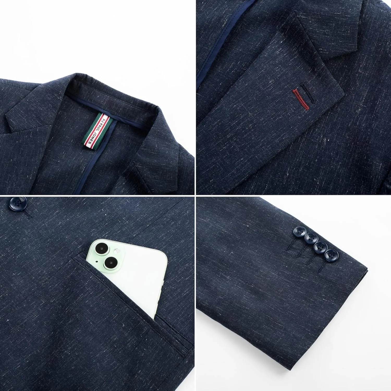 PJ PAUL JONES Mens Blazer Casual Linen Sport Coat Two Button Lightweight Suit Blazer Jackets