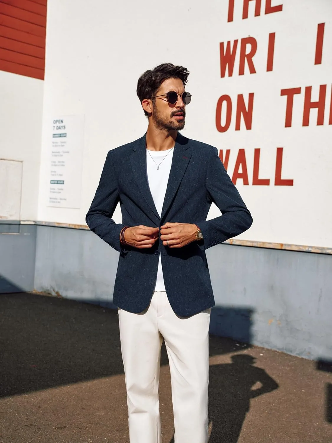 PJ PAUL JONES Mens Blazer Casual Linen Sport Coat Two Button Lightweight Suit Blazer Jackets