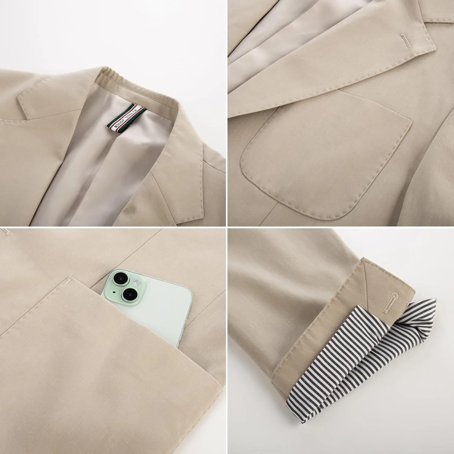 PJ PAUL JONES Mens Linen Casual Sport Coats Lightweight Two Buttons Blazer Jackets