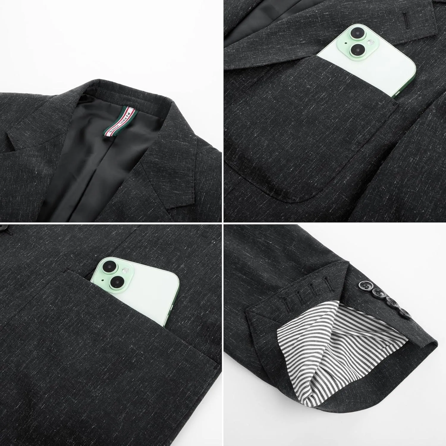 PJ PAUL JONES Mens Linen Casual Sport Coats Lightweight Two Buttons Blazer Jackets