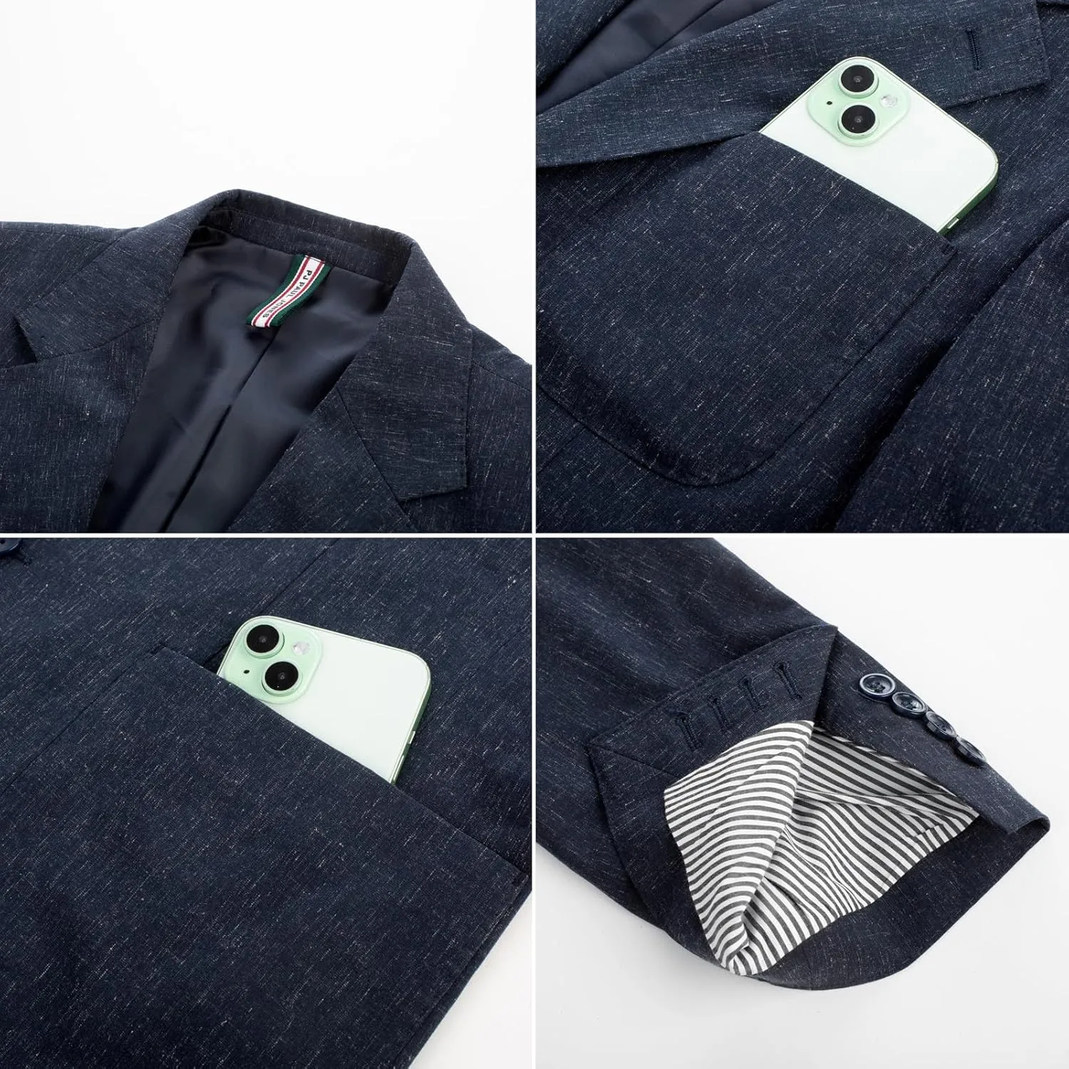 PJ PAUL JONES Mens Linen Casual Sport Coats Lightweight Two Buttons Blazer Jackets