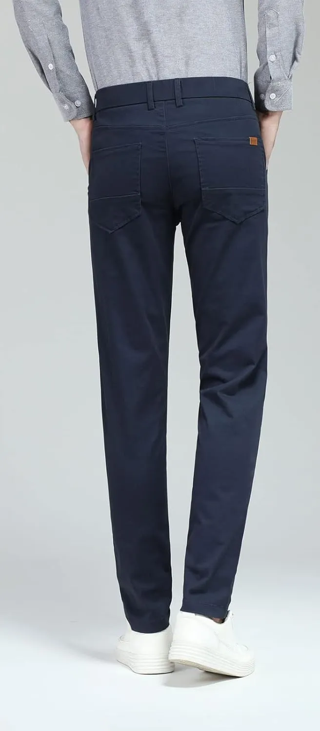 Plaid&Plain Men's Skinny Stretchy Khaki Pants Colored Pants Slim Fit Slacks Tapered Trousers