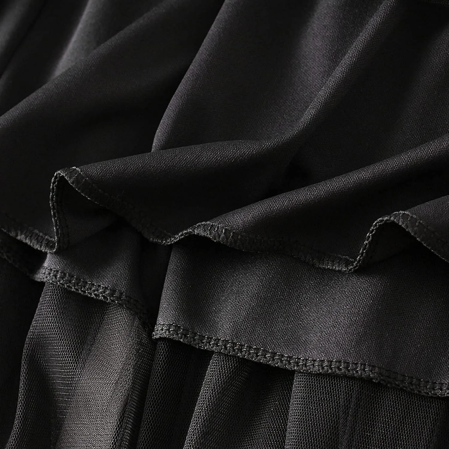 Polyester Skirt Women Ruffle Tulle Skirt Fairy Elastic High Waist Midi Skirt Elegant A-line Swing Pleated Skirt Length 80cm