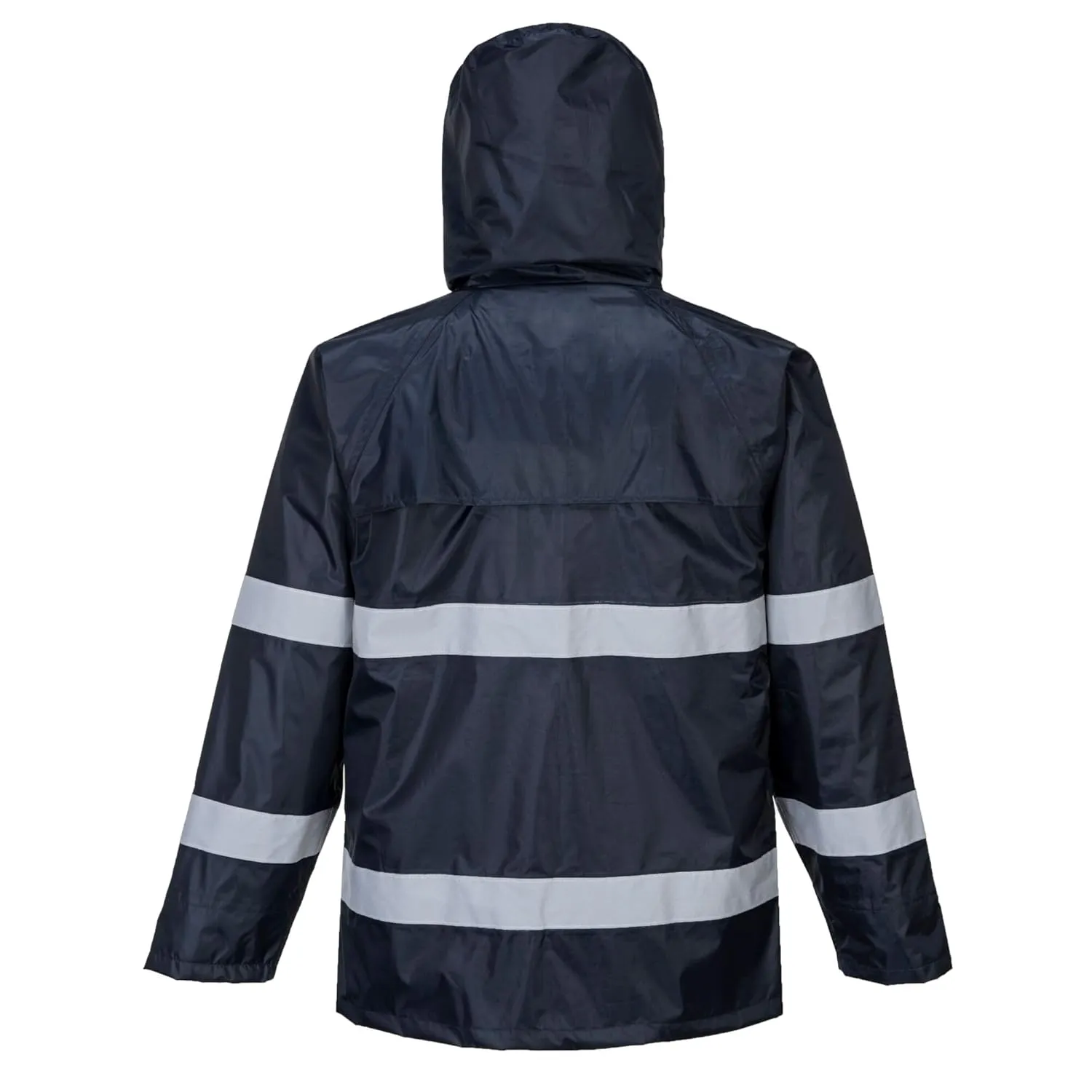 Portwest F440 Men's Hi Vis Waterproof Hooded Rain Jacket - Classic Iona Reflective Rain Coat Navy, 5X-Large