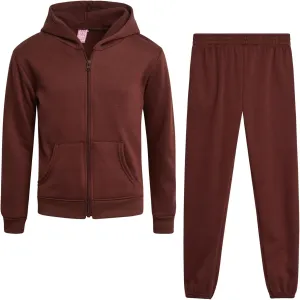 Real Love Girls' Jogger Set - 2 Piece Basic Fleece Solid Full Zip Hoodie and Sweatpants (Size: 7-16)