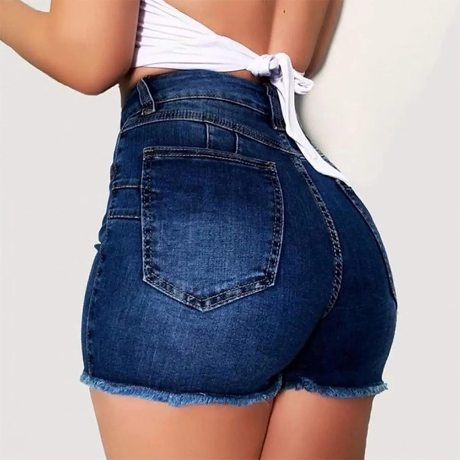Ripped Jean Shorts Women High Waisted Comfort Flex Straight Leg Jean Casual Slim Summer Beach Denim Shorts Pants