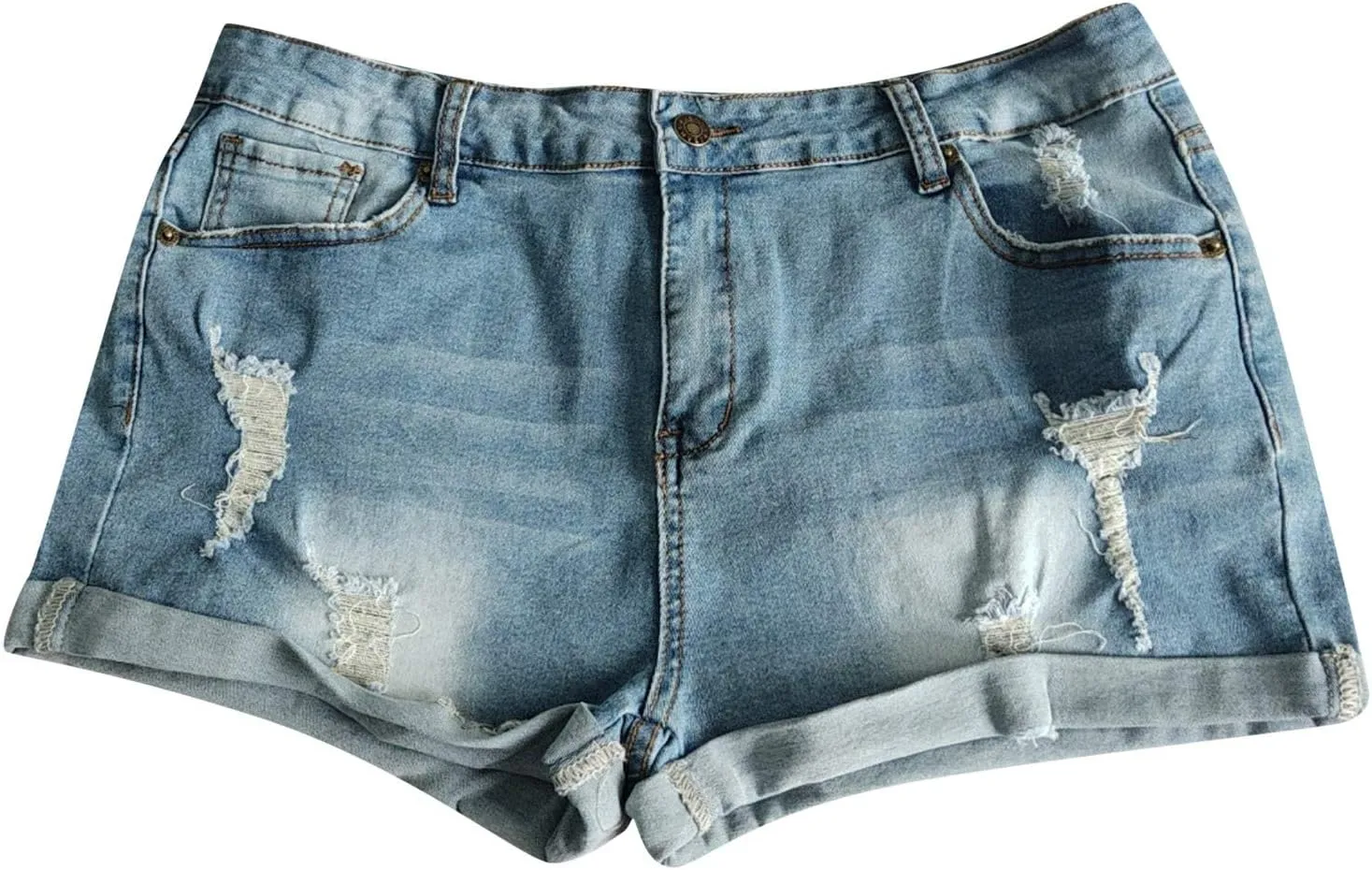 Ripped Jean Shorts Women High Waisted Roll Up Hem Straight Leg Denim Jean Shorts Stretch Summer Short Pants with Pockets
