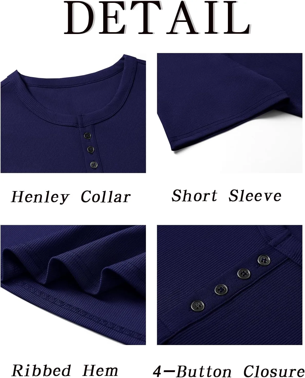 Runcati Men's Henley Shirts Short Sleeve Casual Ribbed Knitted Summer T-Shirt Slim Fit Workout Muscle Tops