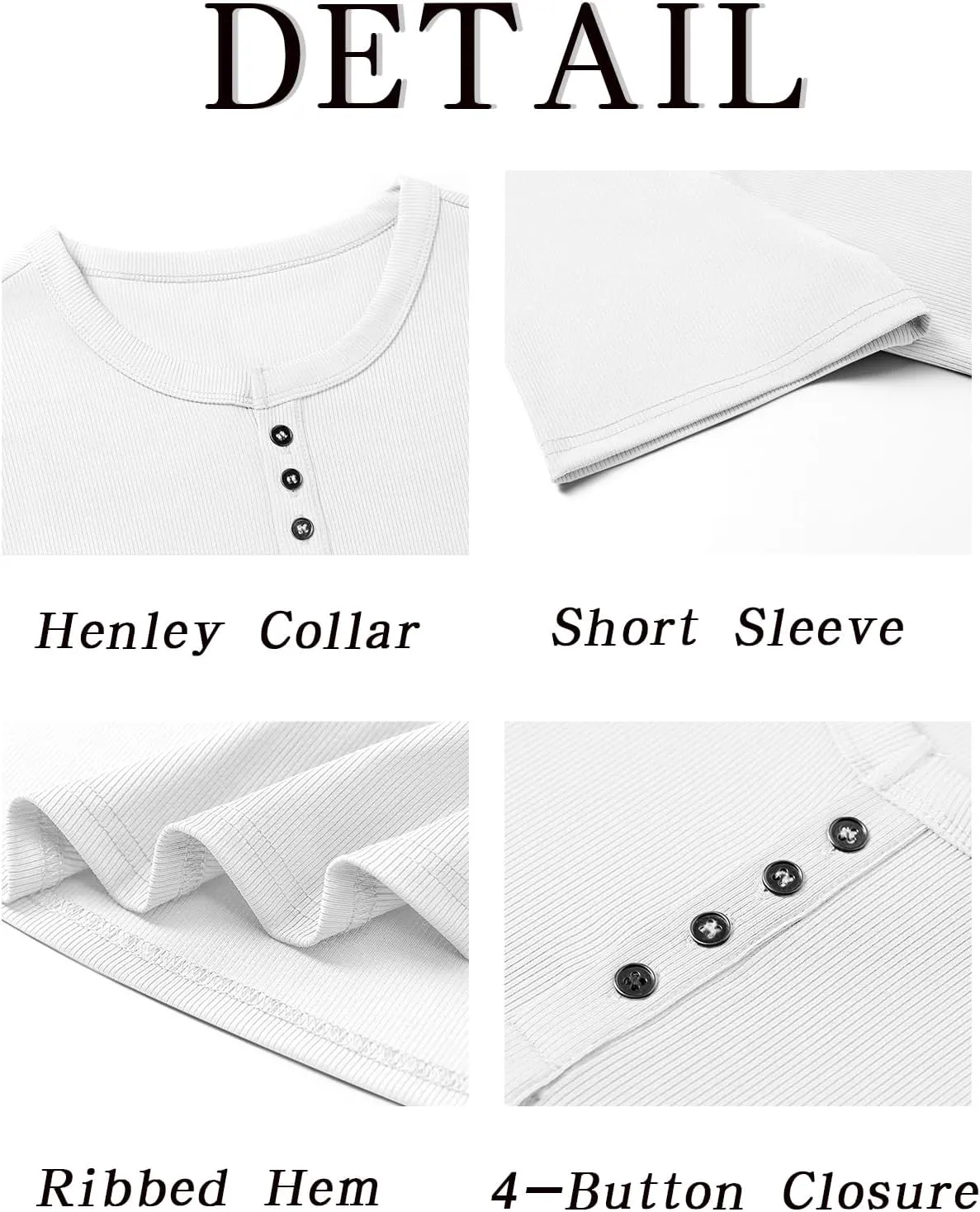 Runcati Men's Henley Shirts Short Sleeve Casual Ribbed Knitted Summer T-Shirt Slim Fit Workout Muscle Tops