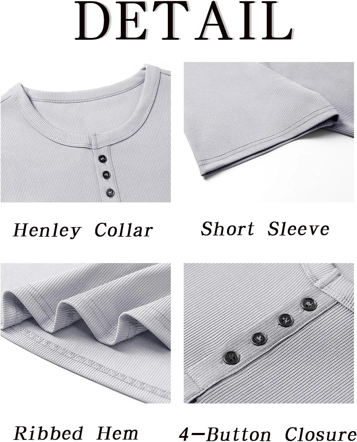 Runcati Men's Henley Shirts Short Sleeve Casual Ribbed Knitted Summer T-Shirt Slim Fit Workout Muscle Tops