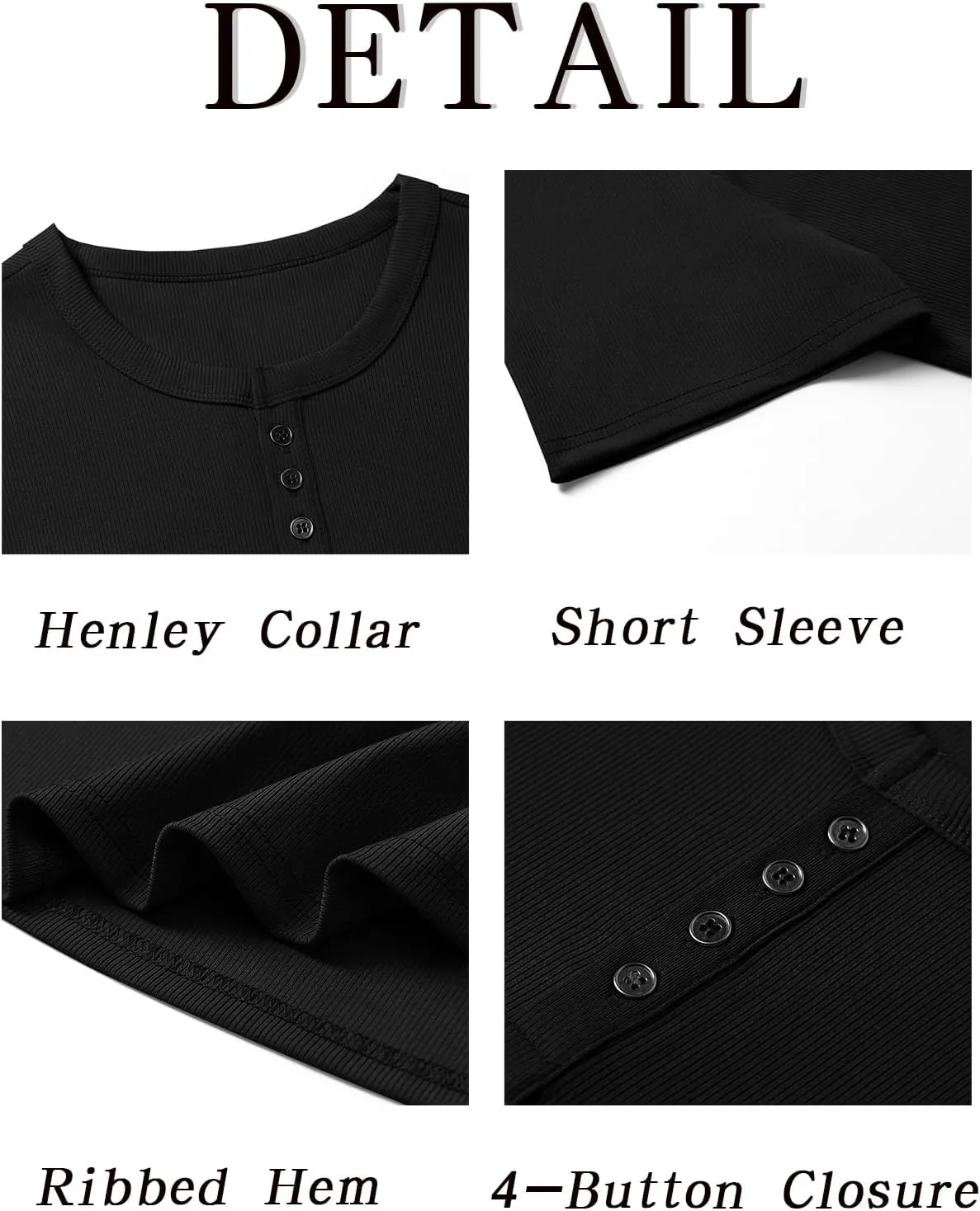 Runcati Men's Henley Shirts Short Sleeve Casual Ribbed Knitted Summer T-Shirt Slim Fit Workout Muscle Tops