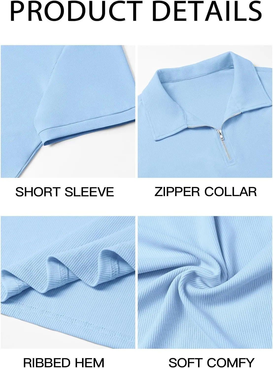 Runcati Men's Quarter Zip Polo Shirts Short Sleeve Casual Ribbed Knitted Golf Shirt Summer Beach Slim Fit Tops