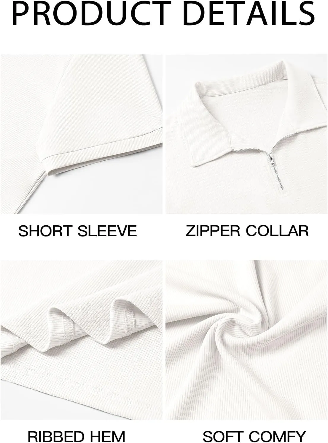 Runcati Men's Quarter Zip Polo Shirts Short Sleeve Casual Ribbed Knitted Golf Shirt Summer Beach Slim Fit Tops
