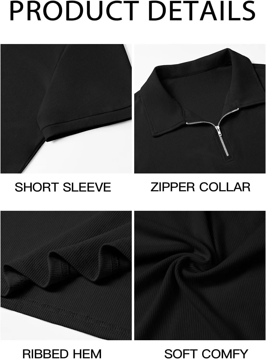 Runcati Men's Quarter Zip Polo Shirts Short Sleeve Casual Ribbed Knitted Golf Shirt Summer Beach Slim Fit Tops