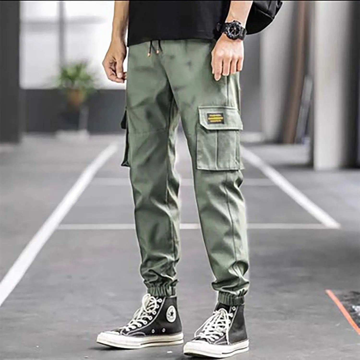 Silver Jeans for Men Mens Joggers Cargo Pants Fashion Casual Sweatpants Work Pants Drawstring Loose Trousers Pockets