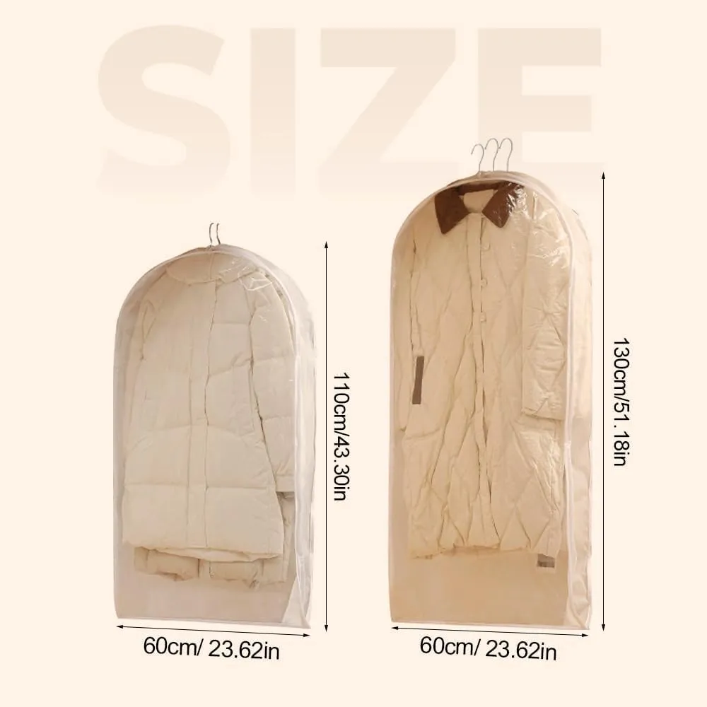 Space Saving Hanging Garment Bag with Self Compression Zipper,Space Saving Garment Bags for Travel,Hanging Clothes Travel Bag with Compression Zipper for Closet Storage (White-M)