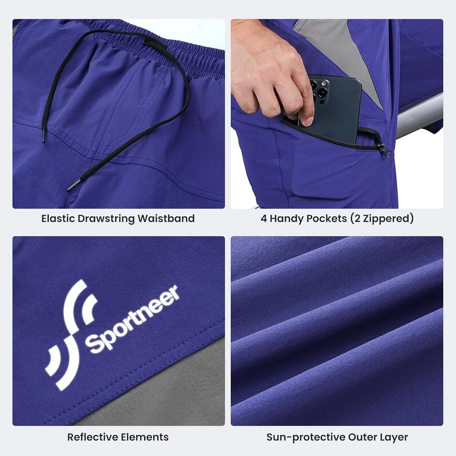 Sportneer Bike Shorts for Men: 3D Padded Lightweight Riding Biking Cycling Mountain Bike Shorts for Men with Zipper Pockets
