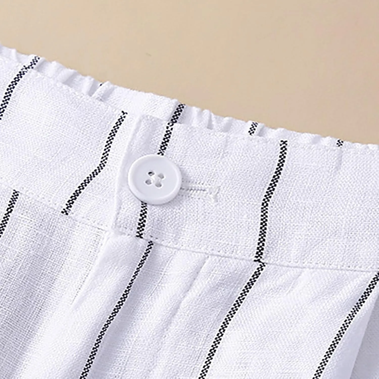 Summer Linen Pants for Women Casual Boho Palazzo Trousers Drawstring Waist Wide Leg Lightweight Summer Beach Outfit