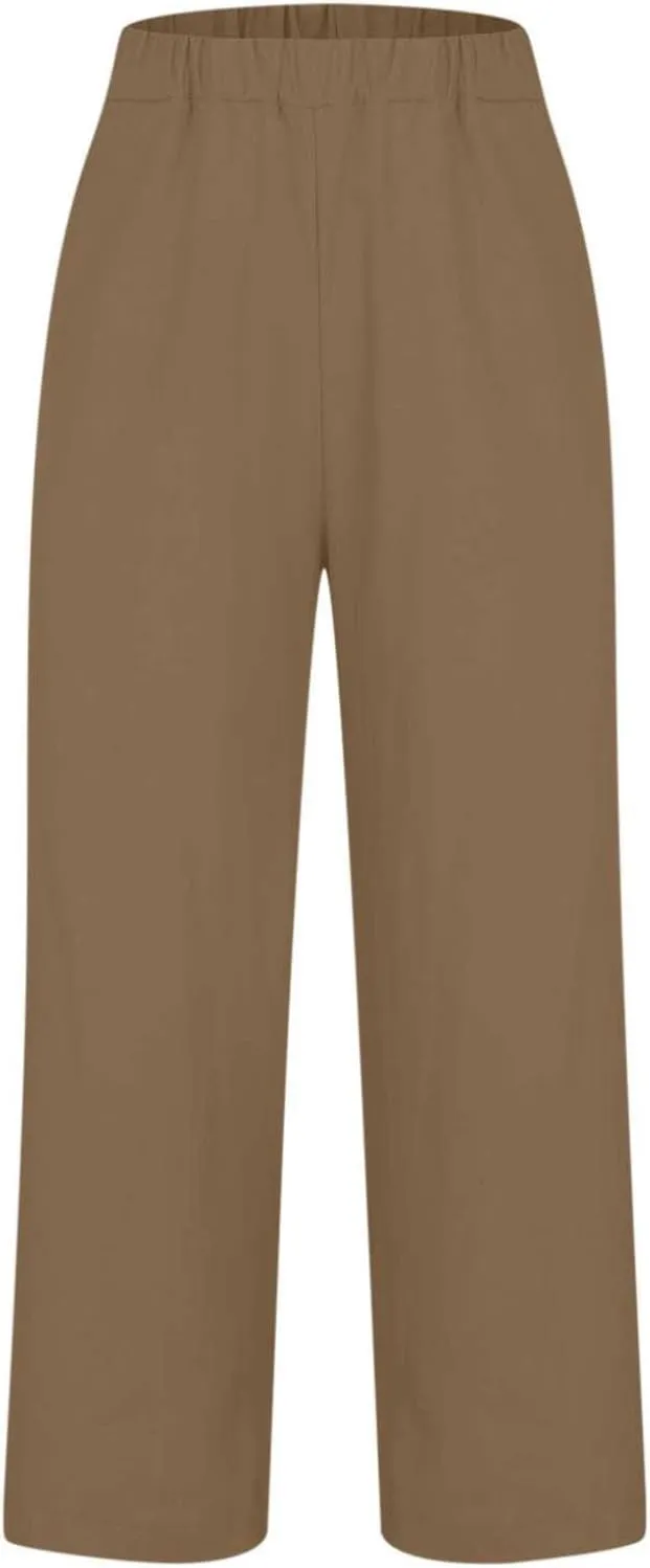 Summer Linen Pants for Women Loose Wide Leg Pants Comfy Stretch Trousers 2025 Baggy Plus Size Slacks with Pockets