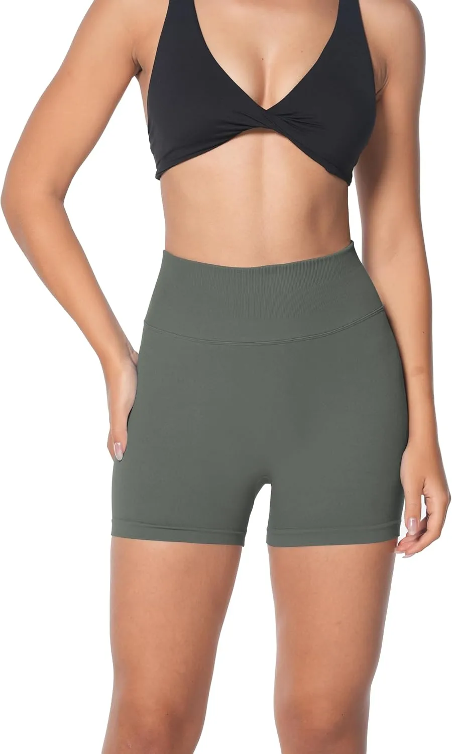 Sunzel Butt Scrunch Seamless Shorts, Womens 5 Inch Workout Shorts High Waist Stretch Booty Short for Gym/Yoga/Running/Biking
