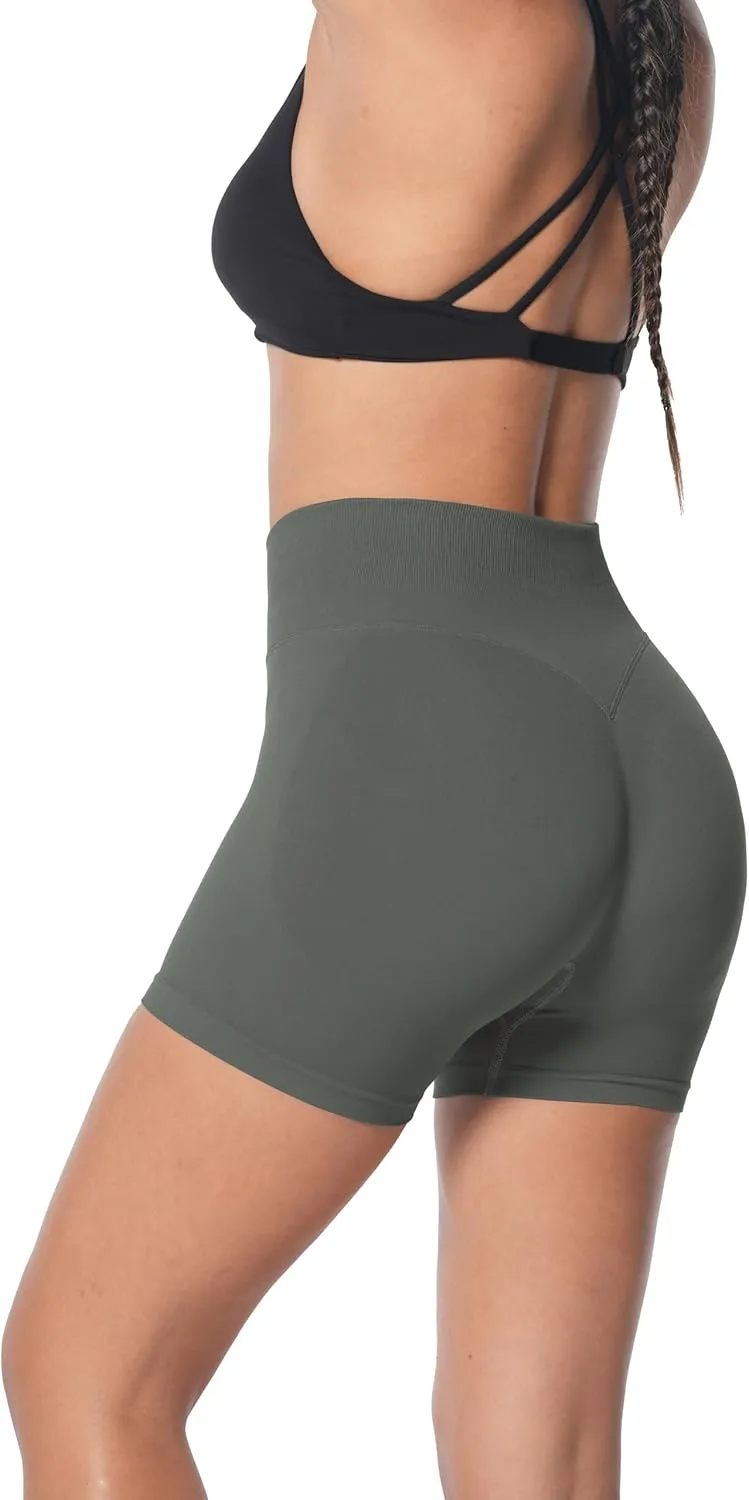 Sunzel Butt Scrunch Seamless Shorts, Womens 5 Inch Workout Shorts High Waist Stretch Booty Short for Gym/Yoga/Running/Biking