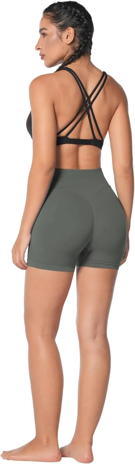 Sunzel Butt Scrunch Seamless Shorts, Womens 5 Inch Workout Shorts High Waist Stretch Booty Short for Gym/Yoga/Running/Biking