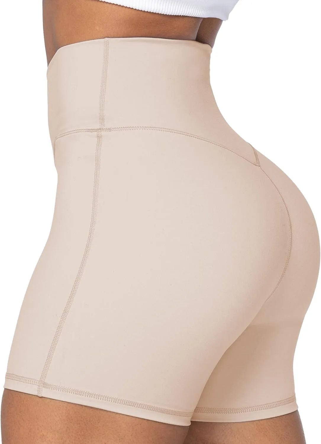 Sunzel Crossover Biker Shorts for Women, No Front Seam V High Waist Yoga Workout Gym Shorts with Tummy Control