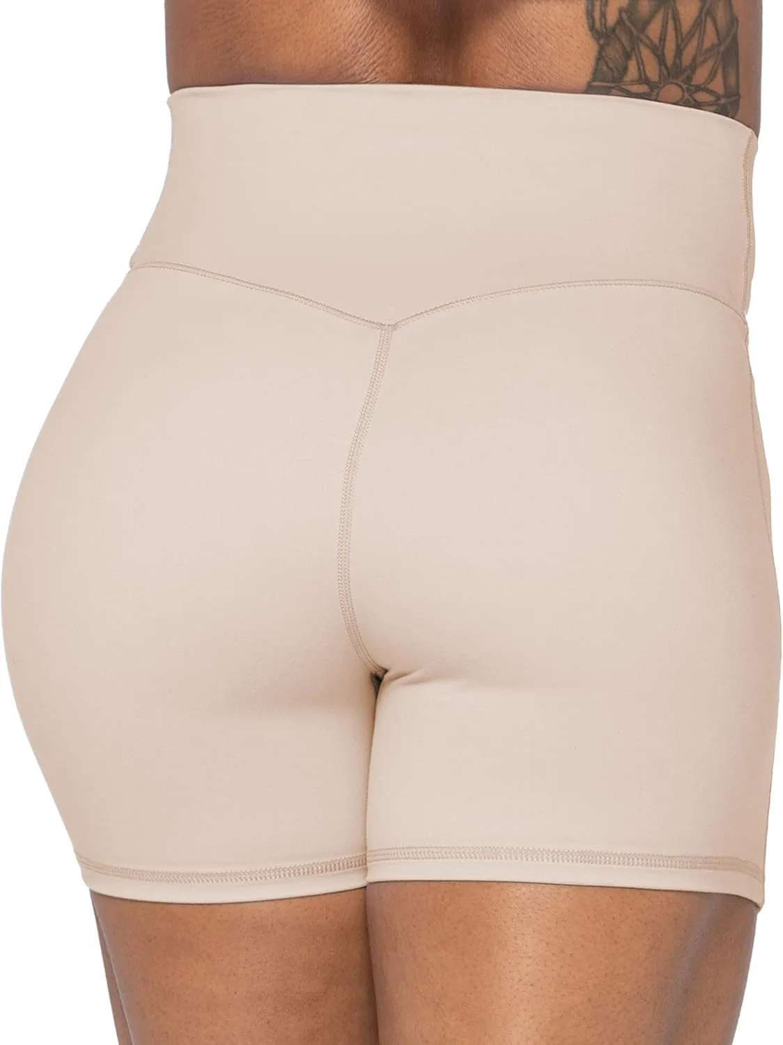 Sunzel Crossover Biker Shorts for Women, No Front Seam V High Waist Yoga Workout Gym Shorts with Tummy Control