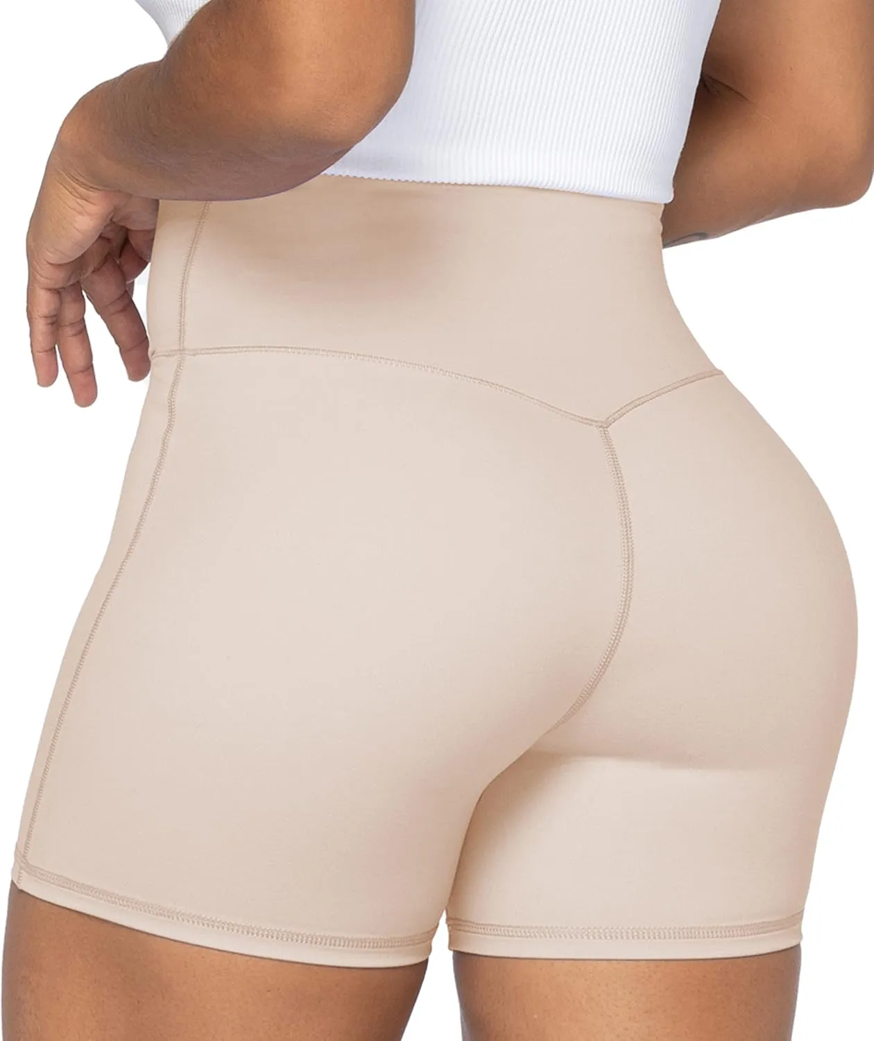 Sunzel Crossover Biker Shorts for Women, No Front Seam V High Waist Yoga Workout Gym Shorts with Tummy Control