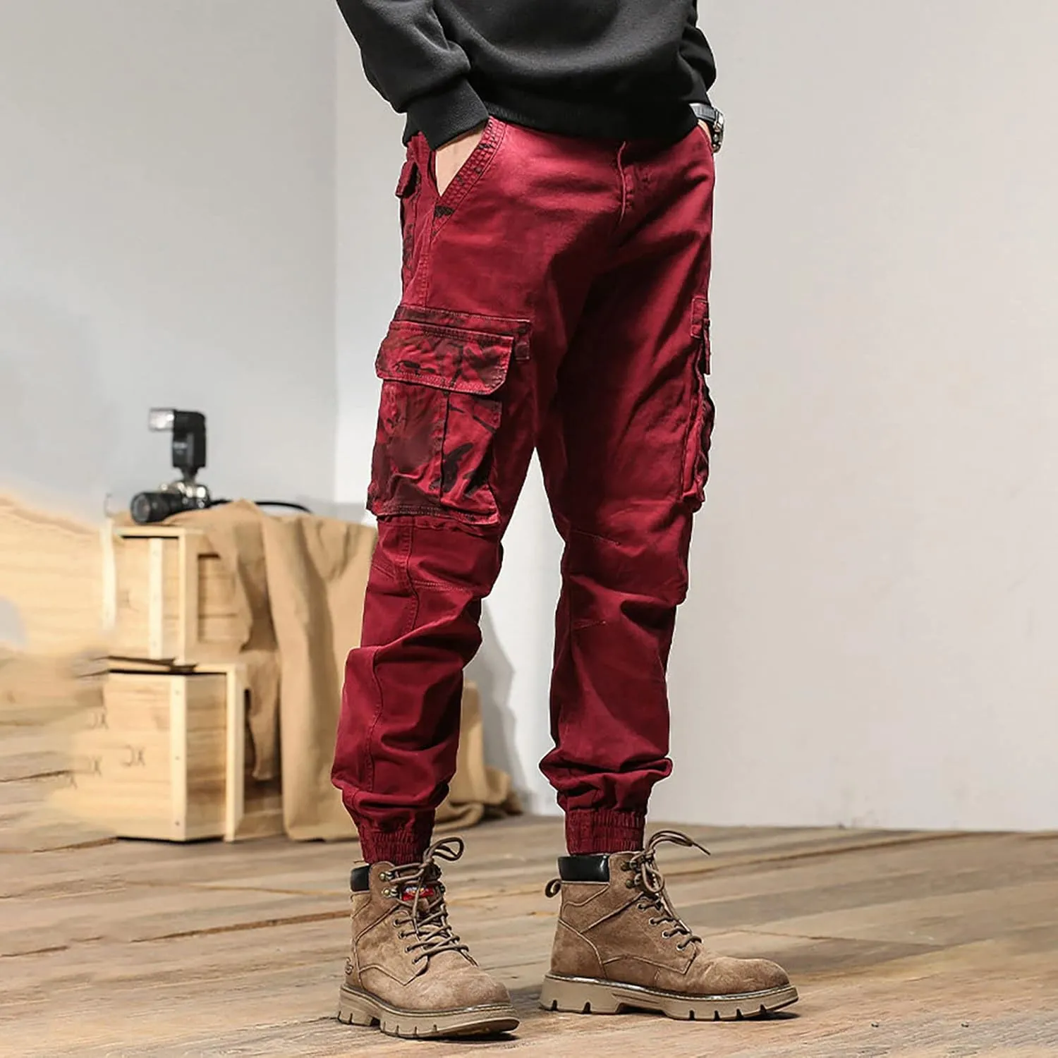 Sweatpant for Men with Pockets Cargo Sweatpants Open Bottom Straight Leg Casual Loose Fit Baggy Athletic Jogger Pants