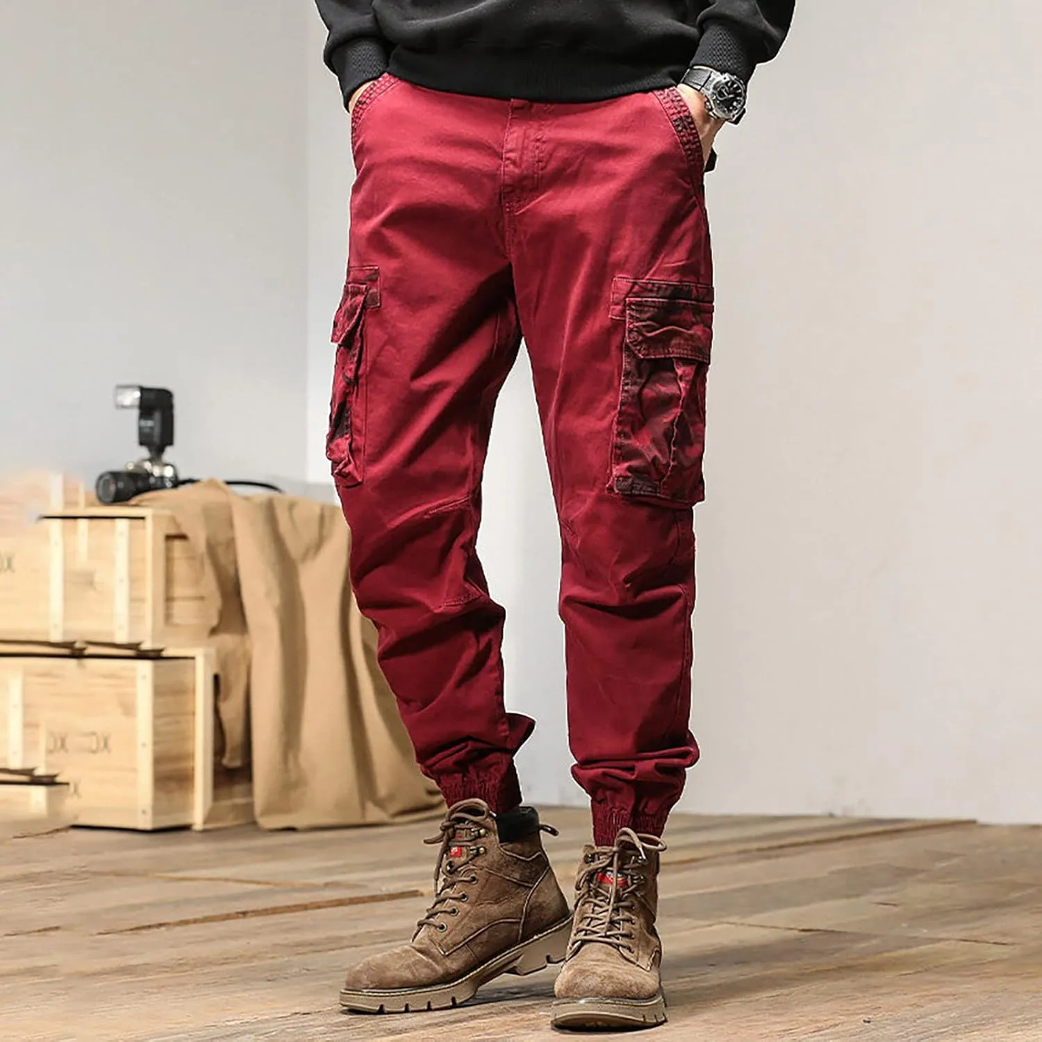 Sweatpant for Men with Pockets Cargo Sweatpants Open Bottom Straight Leg Casual Loose Fit Baggy Athletic Jogger Pants