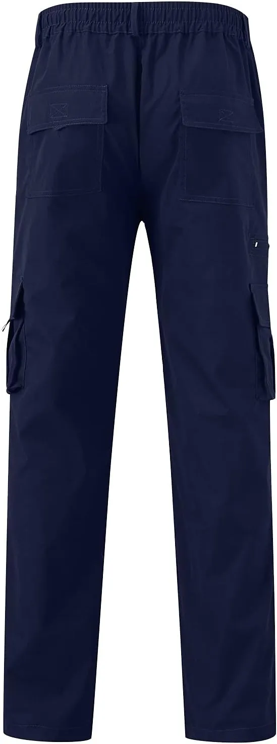 Sweatpant for Men with Pockets Workout Sports Pant Men's Cargo Pants Elastic Waist Joggers Solid Casual Multi Pockets