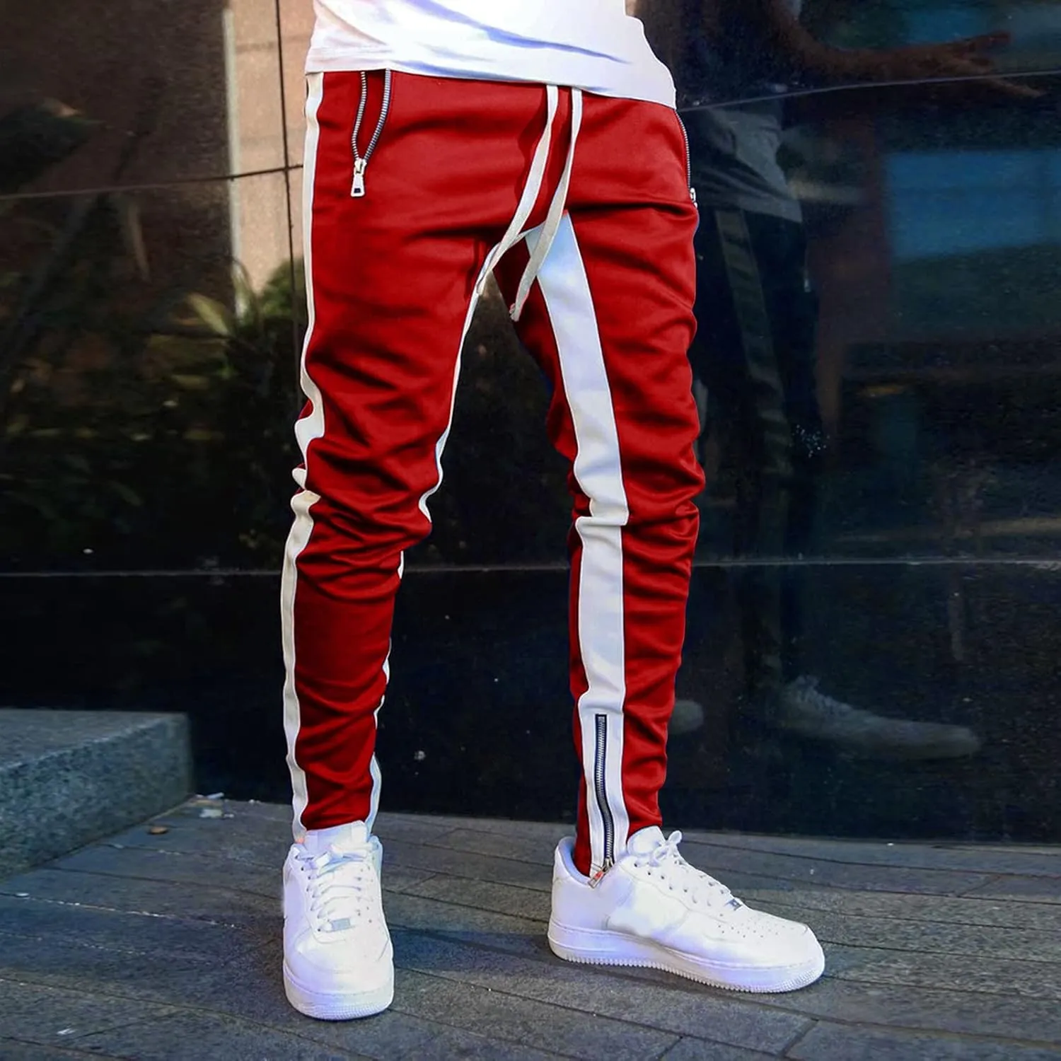 Sweatpants for Men with Pockets Pants Zipper Pockets Athletic Jogger Fitness Workout Gym Sweatpants Men's Cargo Pants